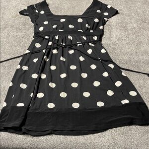 Wrapper Black Dress with White Polka Dots